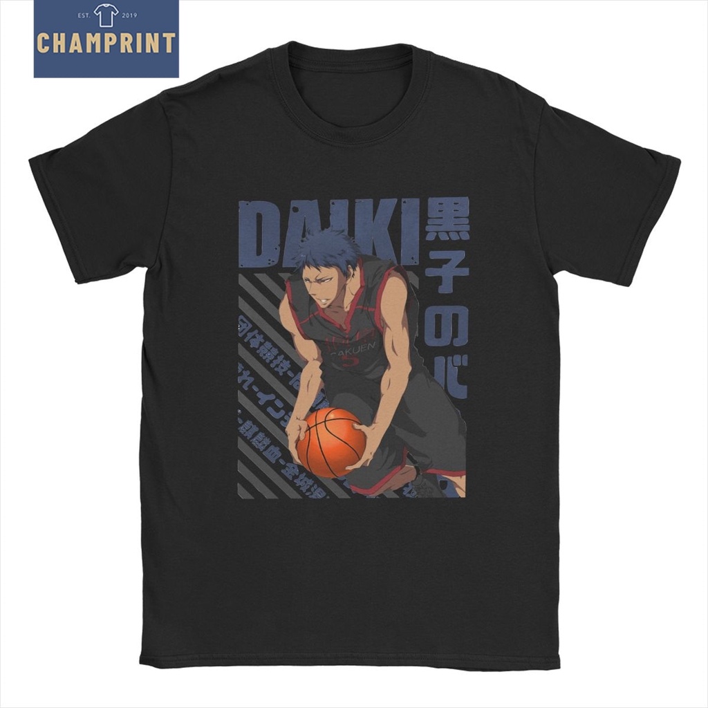 Áo nam Kuroko Không Giỏ Daiki Aomine Cotton Nguyên Chất Áo Thun Kuroko Bóng Rổ Áo Sơ Mi Cổ Tròn Áo H
