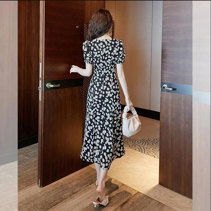 đầm đen đầm bigsize nữ đầm tay phồng váy xẻ tà đầm nữ váy hoa nhí vintage váy cổ v đầm midi đầm đi tiệc sang chảnh