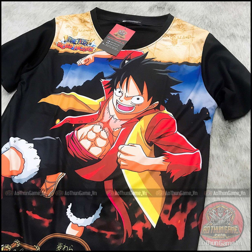 Áo One Piece Luffy Mũ Rơm (3D Đen) Luffy Mũ Rơm A01, áo thun nam nữ Anime Manga One Piece (Shop AoThunGameVn)