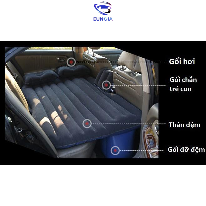 Đệm Hơi Ô Tô Cao Cấp - Bao Gồm Bơm Điện, Gối, Miếng Vá Dự Phòng