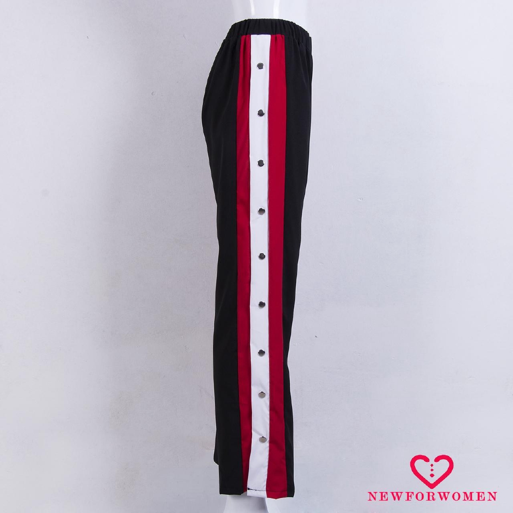 Quần dài lưng thun xẻ ống phối màu thời trang nữ cá tính