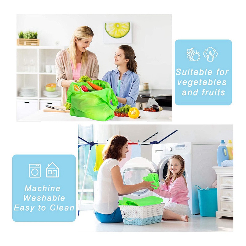 Set 6 Túi Mua Sắm Siêu Nhẹ Có Thể Tái Sử Dụng Tiện Lợi