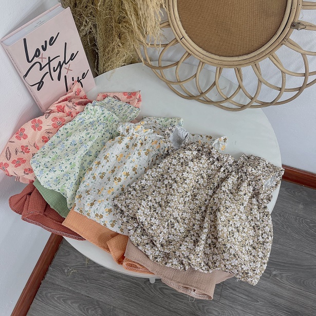 Set áo phồng tầng kèm quần cho chị em gái từ 1-4 tuổi MINTSCLOSET Mint's Closet - GS1036 + BS6024