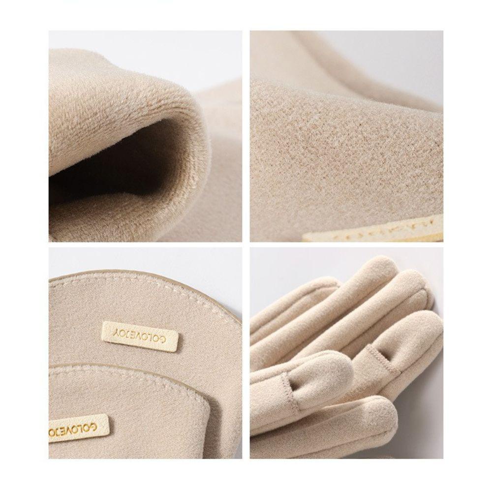 IVORY Găng Tay Lái Xe Vải Nhung Mềm Mại Chống Gió Mùa Đông Cho Nữ