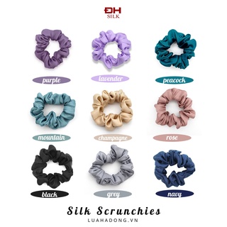 Buộc tóc vải scunchie lụa cao cấp 3cm ngăn xơ rối tóc, ngăn rụng tóc | Đông Hương Silk