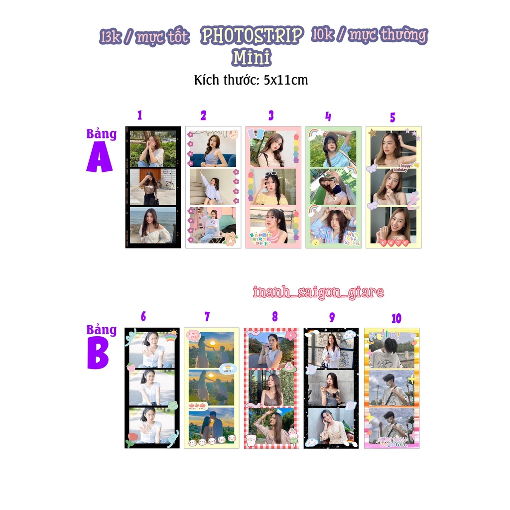In ảnh PHOTOSTRIP - in ảnh LỤA thiết kế màu - in ảnh siêu dễ thương