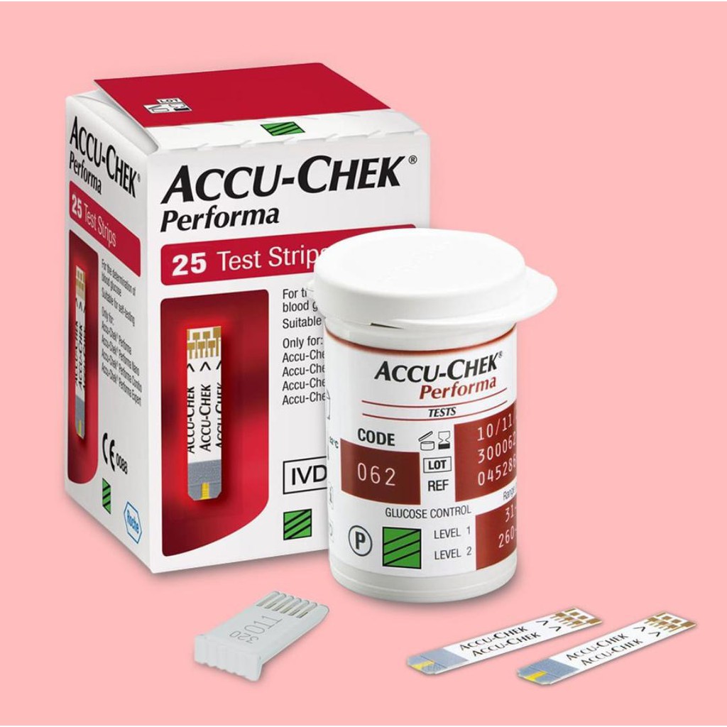 Que thử đường huyết tiều đường Accuchek Performa cho máy Accuchek Performa của hãng Roche/Đức, Date xa, đủ tem nhãn phụ