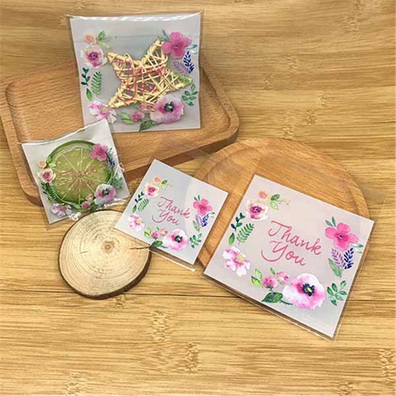 100 túi nhựa đựng bánh in chữ thank you với 3 loại tùy chọn