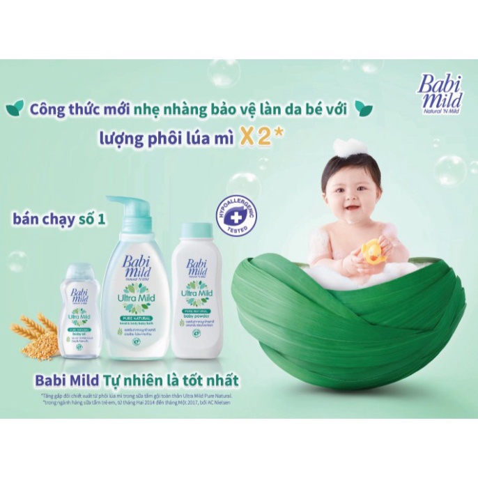 Sữa tắm trẻ em Babi Mild - Pure Natural chai 850ml