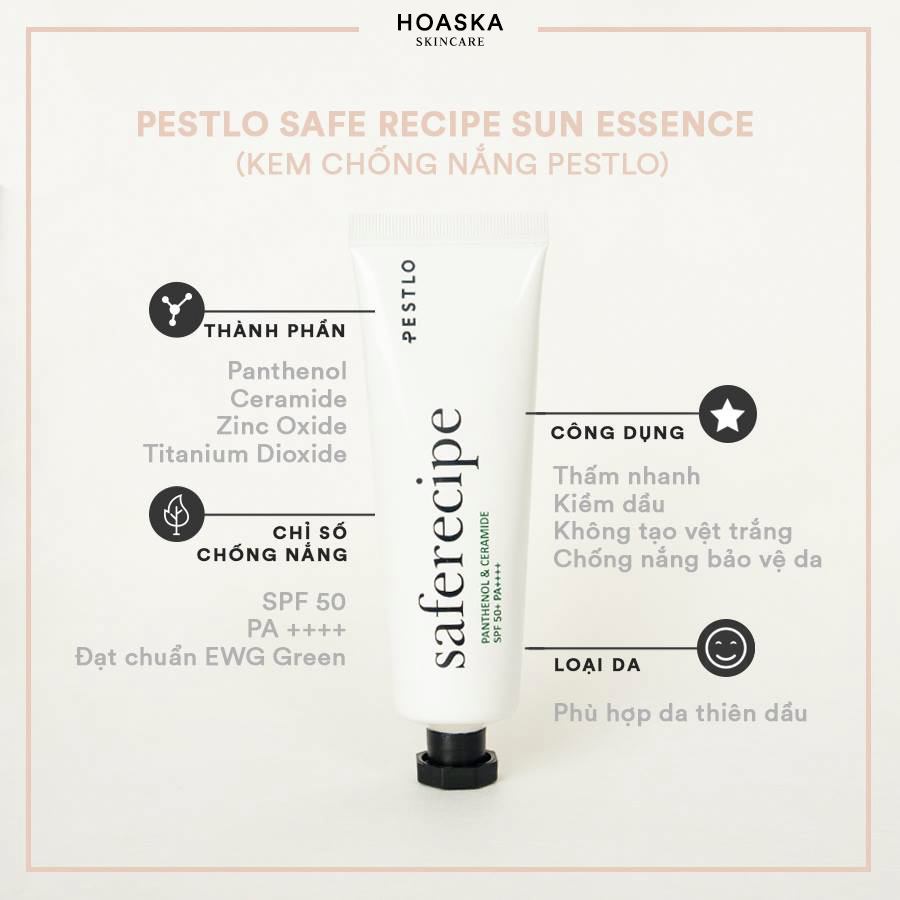 Kem Chống Nắng Pestlo Safe Recipe Sun Essence 50ml Kem chống nắng cho mặt