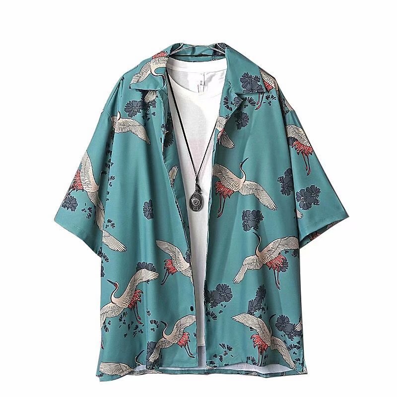 Áo sơ mi tay ngắn in họa tiết thời trang cho nam size m-3xl