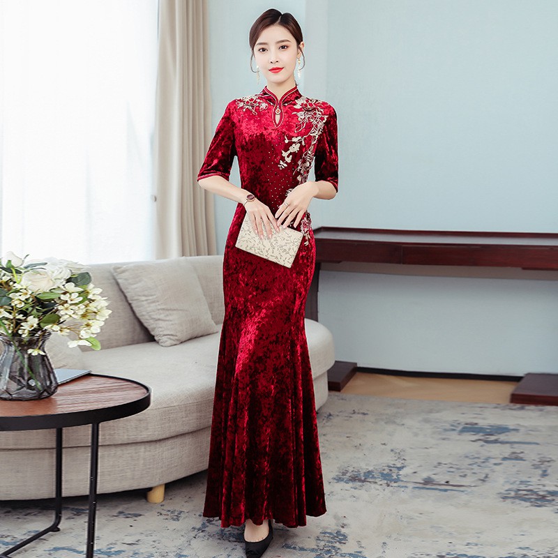 - áy Đầm Nhung Sang Trọng Quyến Rũ Cực Kỳ Duyên Dáng - Hàng HongKong Cao Cấp