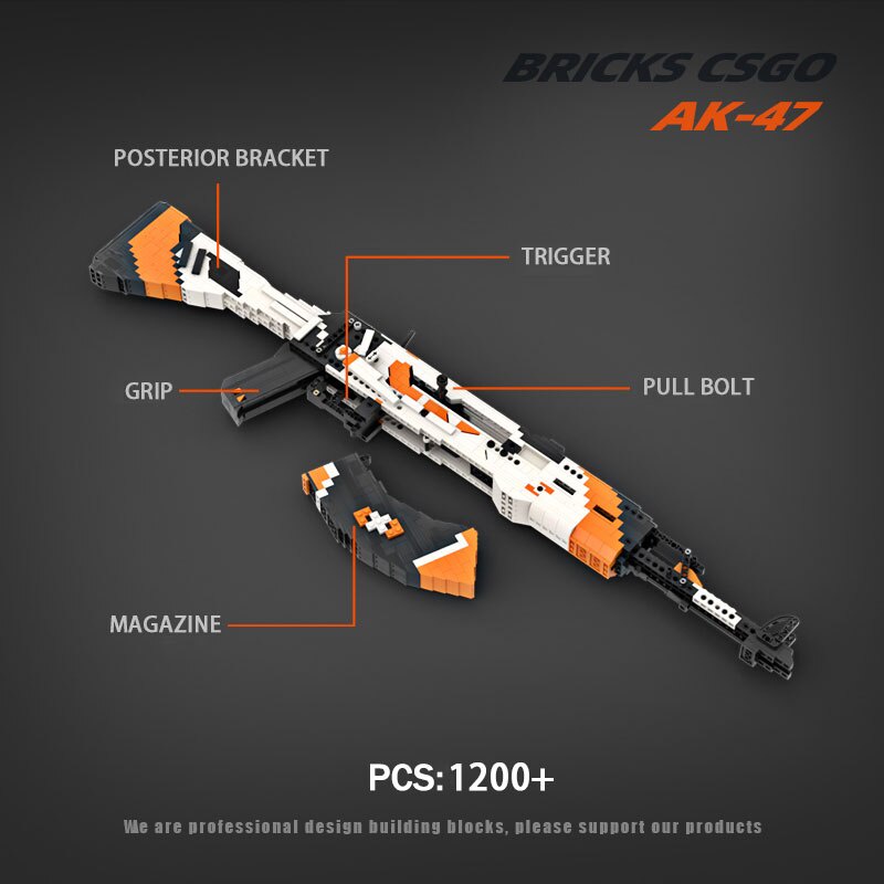 Đồ Chơi Lắp Ráp Kiểu LEGO CSGO , Free Fire Súng Rifle AK-47 Asiimov Bắn Nịt Với 1200+ Mảnh Ghép Của Kevin183