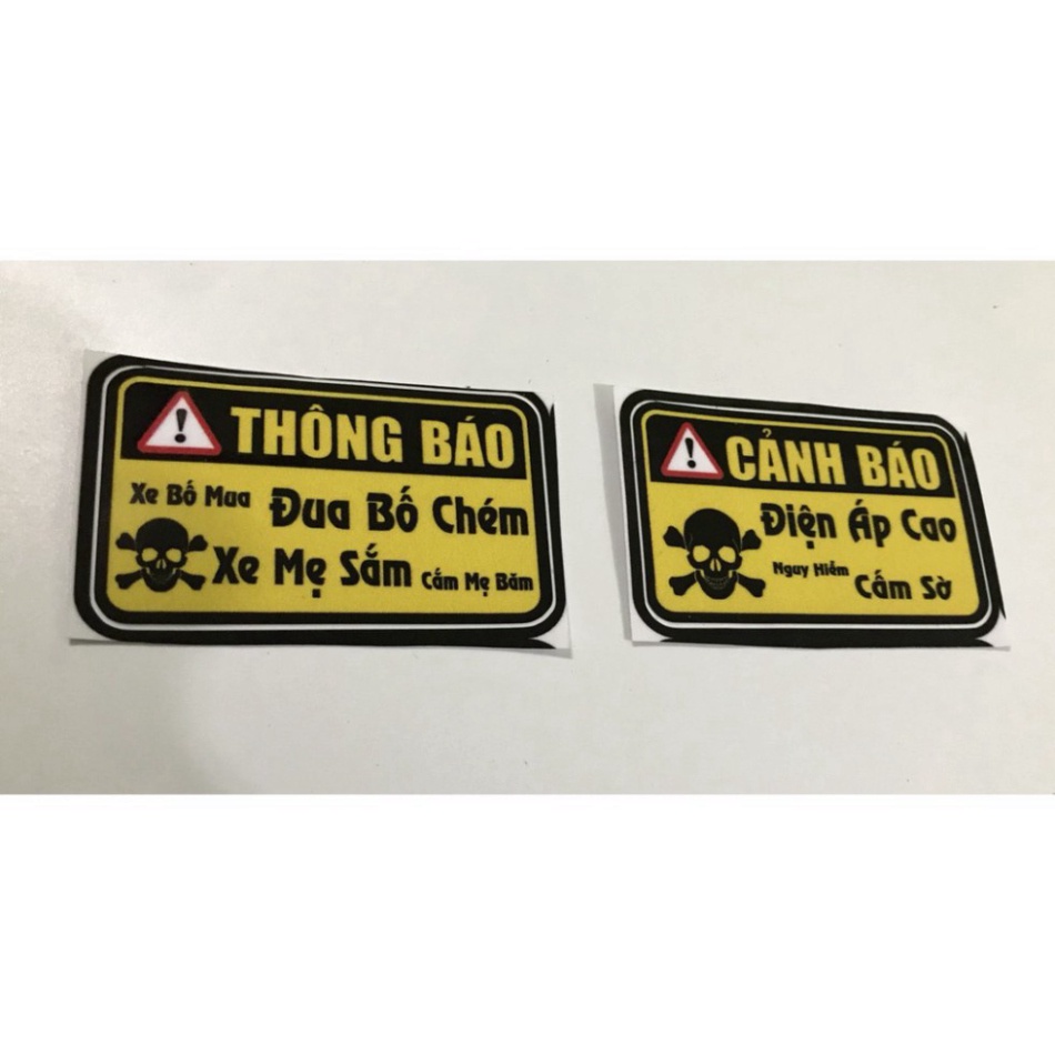 [Mã LIFEAUMAY giảm 10% tối đa 30k đơn 150k] Tem cảnh báo dán xe máy (loại 3 lớp chống nước) dán cho mọi loại xe