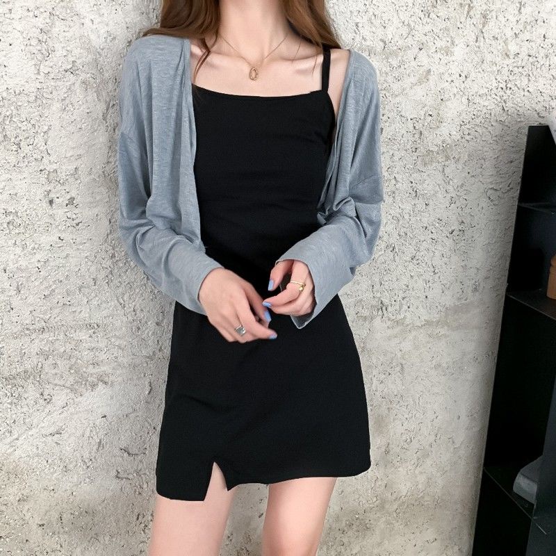 Set Đầm Đen Hai Món Tay Dài Thời Trang Xuân Hè Dành Cho Nữ