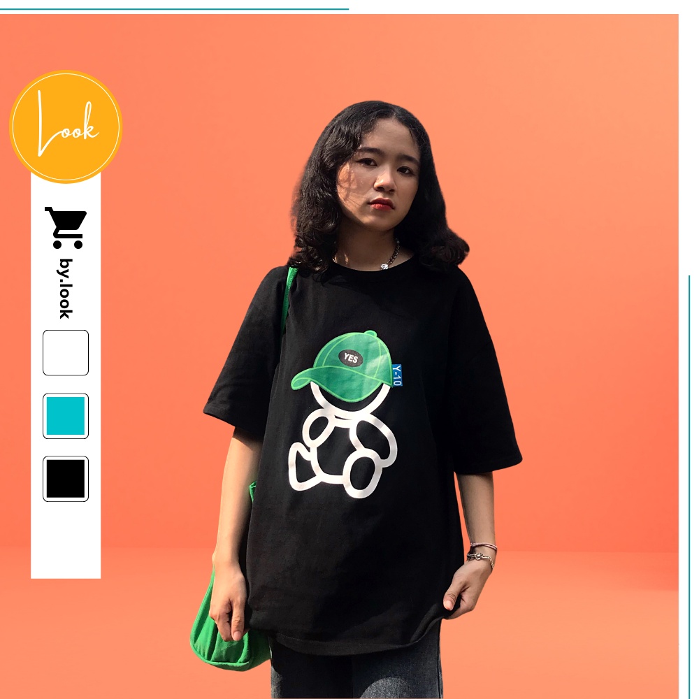 Áo thun unisex LM Bear phông tay lỡ nữ form rộng Freesize