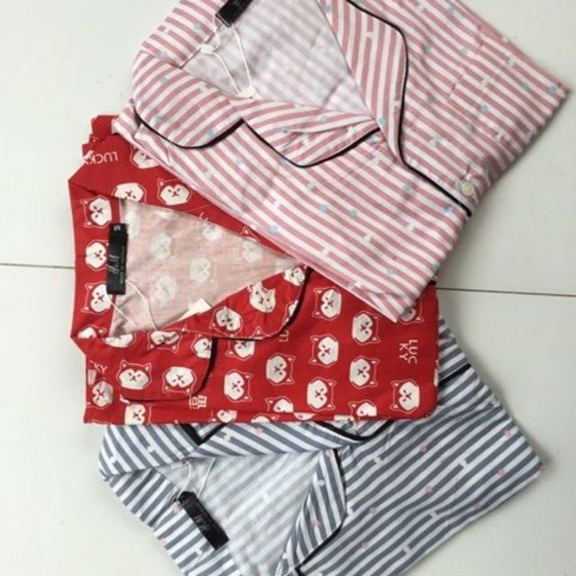Bộ mặc nhà pijama chất liệu thô