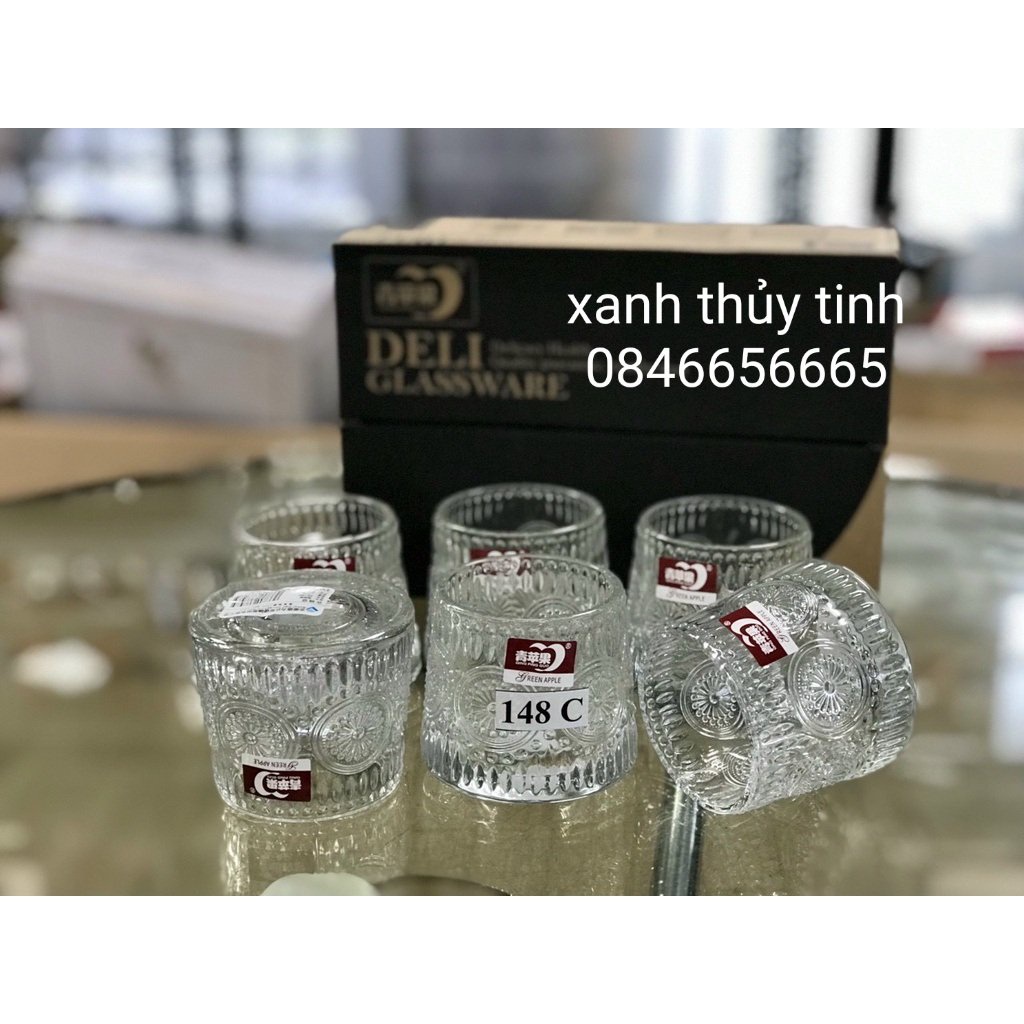 Cốc thủy tinh đế xoay , thủy tinh trong suốt phong cách bắc âu dung tích 170ml hàng đẹp