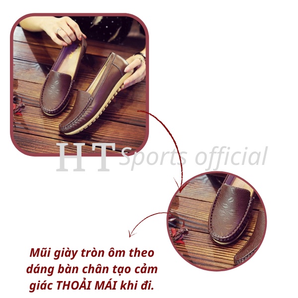 Giày lười nữ HT Sports, giày mọi nữ chất liệu da PU siêu mềm cực bền ôm chân full box