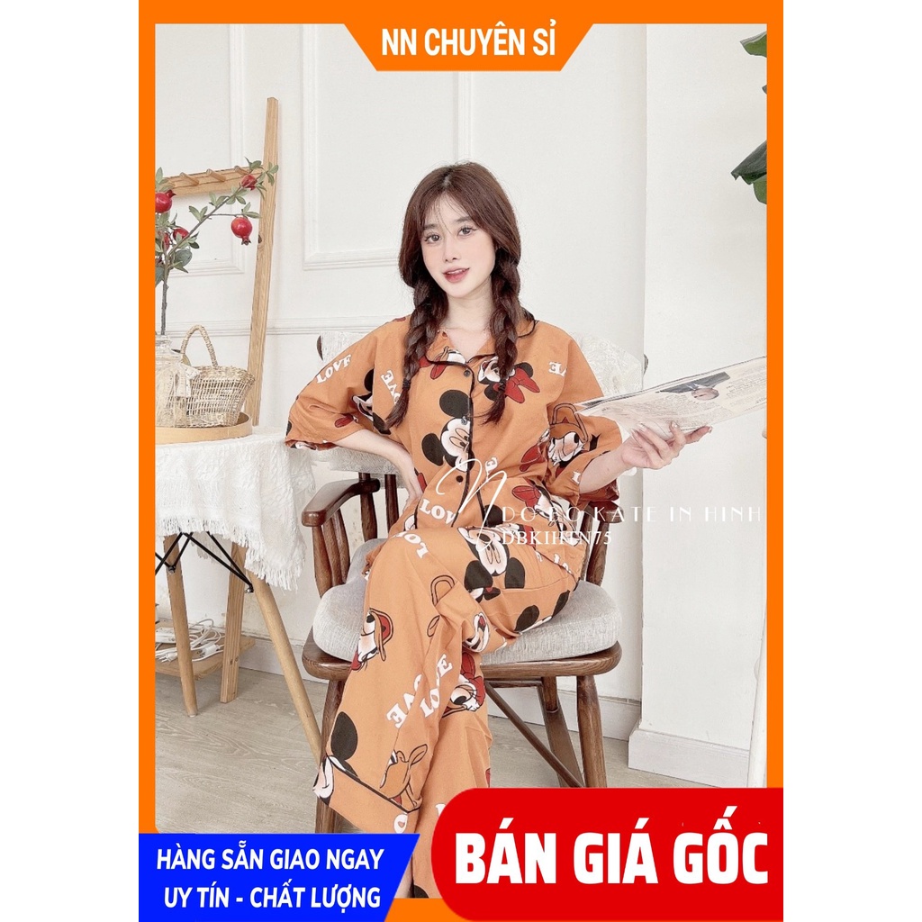 Đồ bộ nữ mặc nhà tay dơi phom to chất kate mềm mịn in hình hoạt hình dễ thương DBKIHTN75