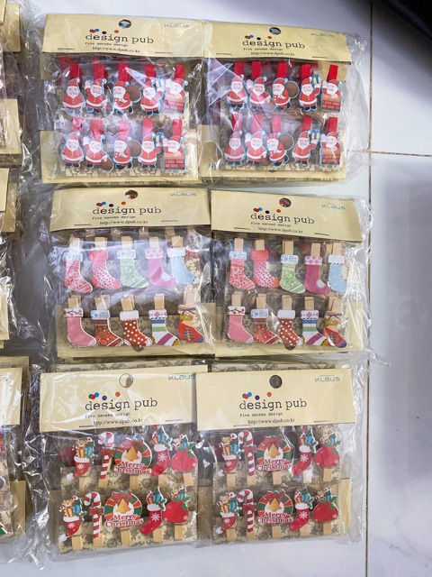 Kẹp gỗ noel 10cái/bịch
