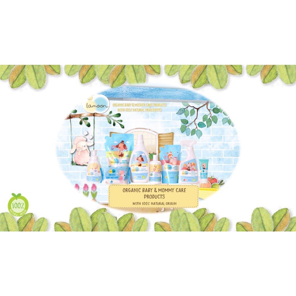 Nước rửa rau củ quả Organic cho bé Lamoon - Bình 400ml