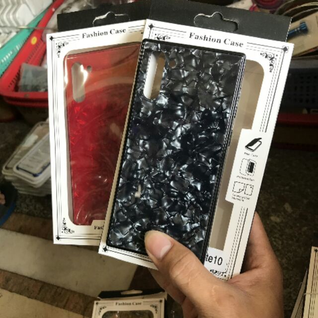 Ốp lưng kính vân đá 3D dành cho galaxy note 1/ NOTE 10 viền silicon