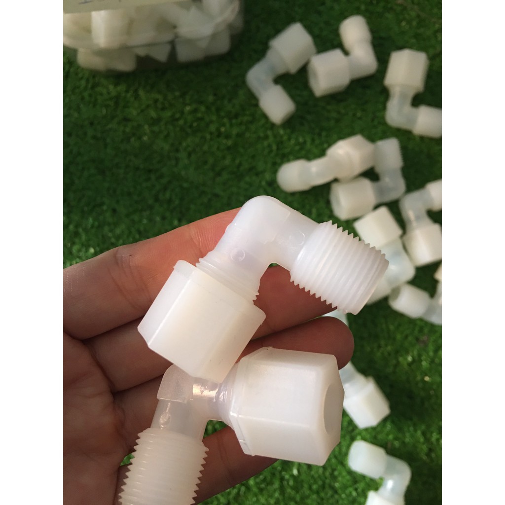 Bộ 2 co góc ren 17/ dây 10mm - co nối bơm máy lọc nước