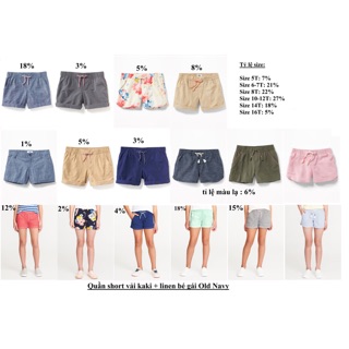 Quần short vải kaki + linen bé gái Old Navy