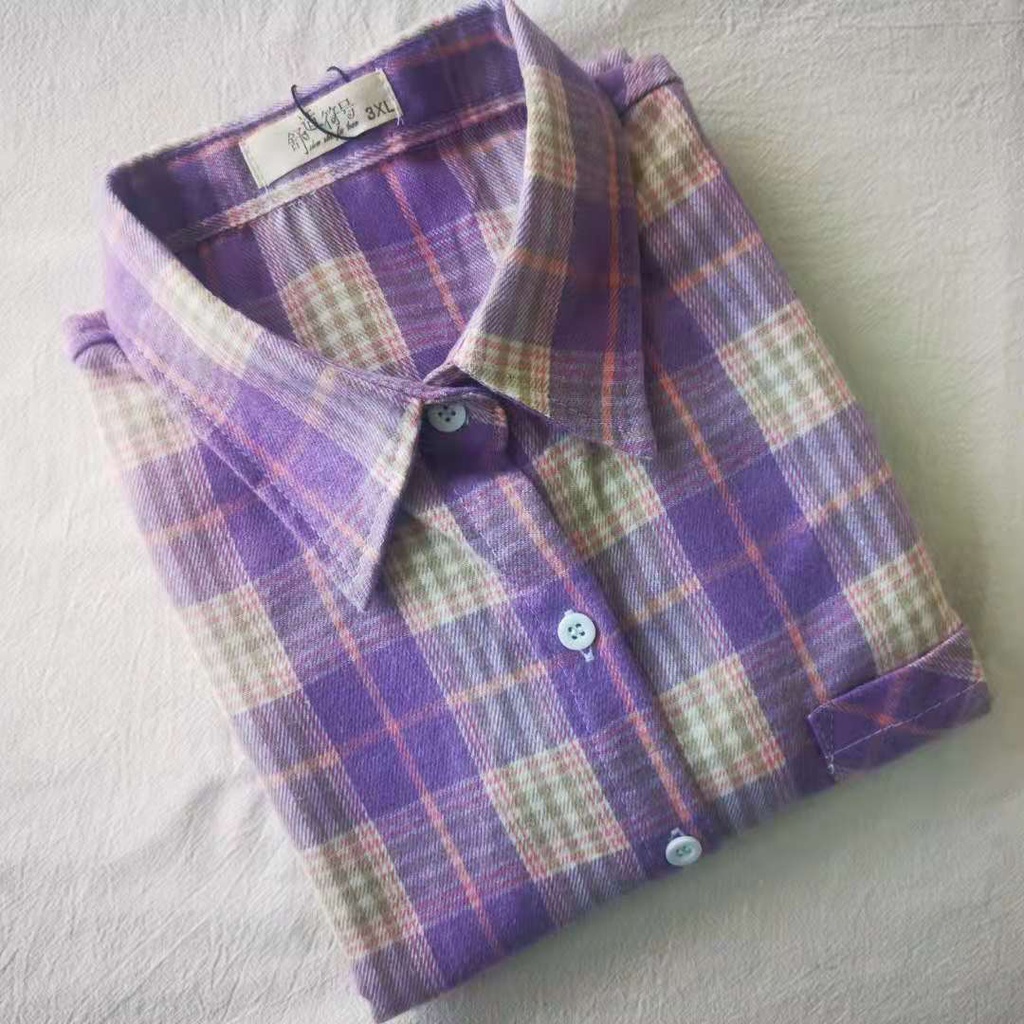 Áo Sơ Mi Dài Tay Kẻ Sọc Caro Phong Cách Hàn Quốc Mới 2022