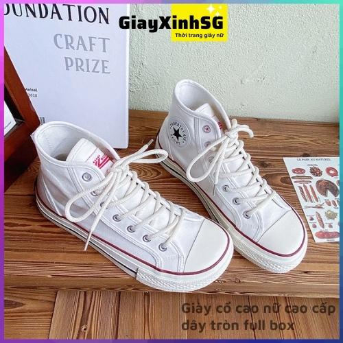 Giày cao cổ nữ thể thao 1970s full box, giầy thể thao nữ vải canvas, bàn chải đánh giày cao su siêu sạch, tiện lợi