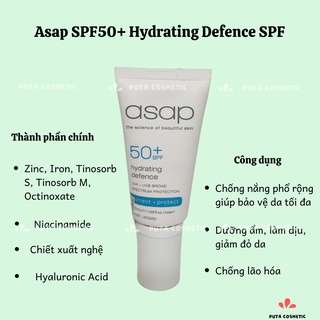 Kem chống nắng dưỡng ẩm Asap SPF50+ Hydrating Defence - Kem chống nắng dưỡng ẩm, giảm đỏ
