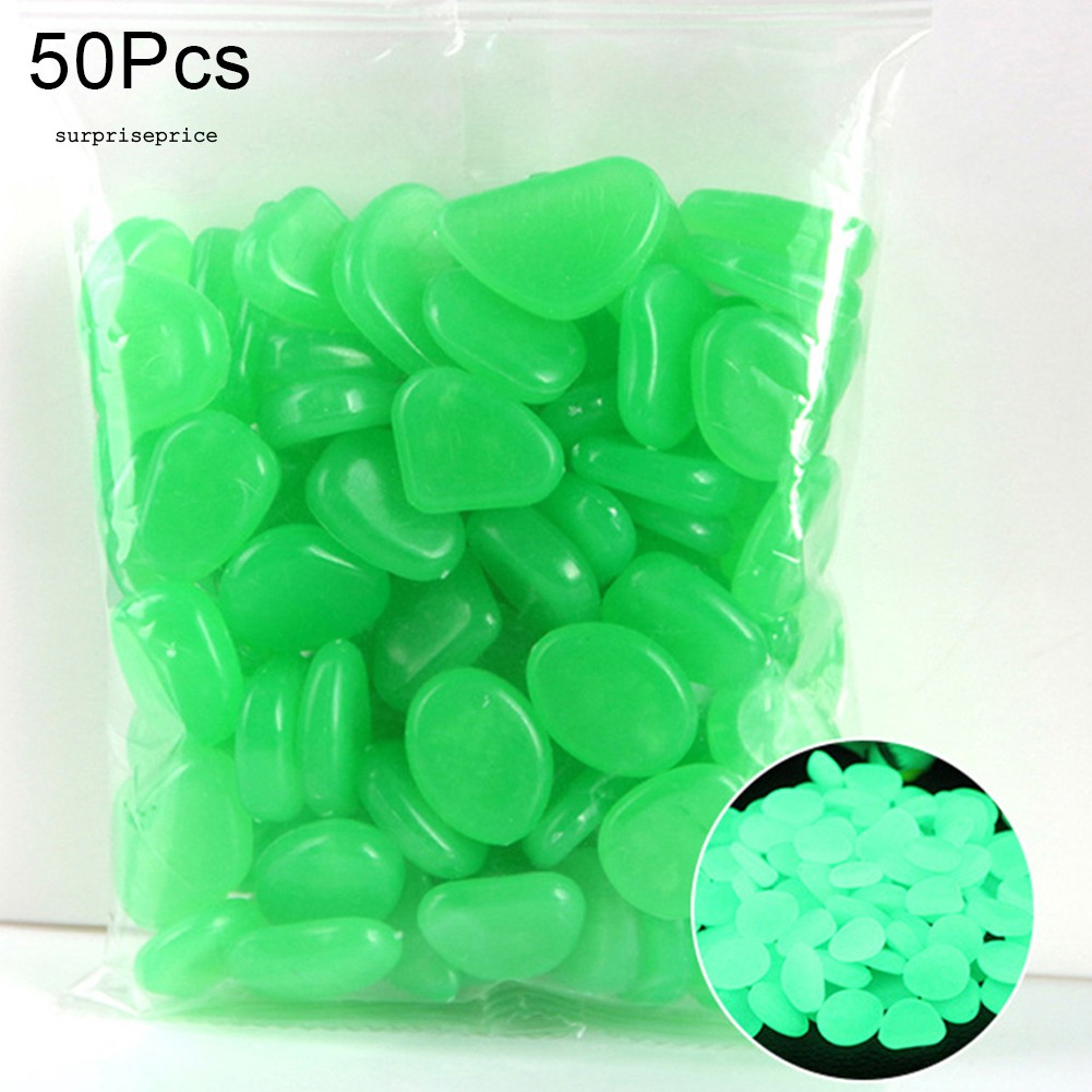 Set 50 viên sỏi dạ quang trang trí bể cá độc đáo