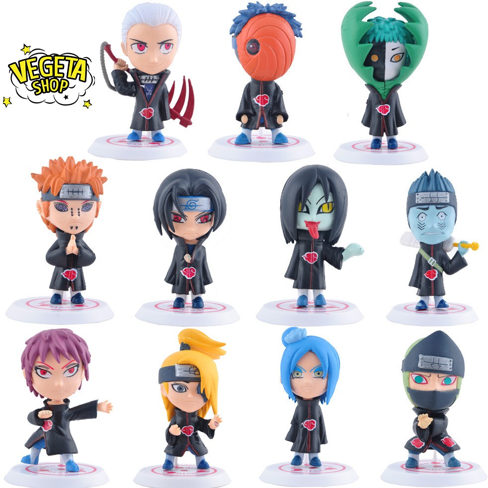 Mô hình Naruto - Team Akatsuki - Figure Set 11 nhân vật trong Naruto Chibi - Cao 7cm