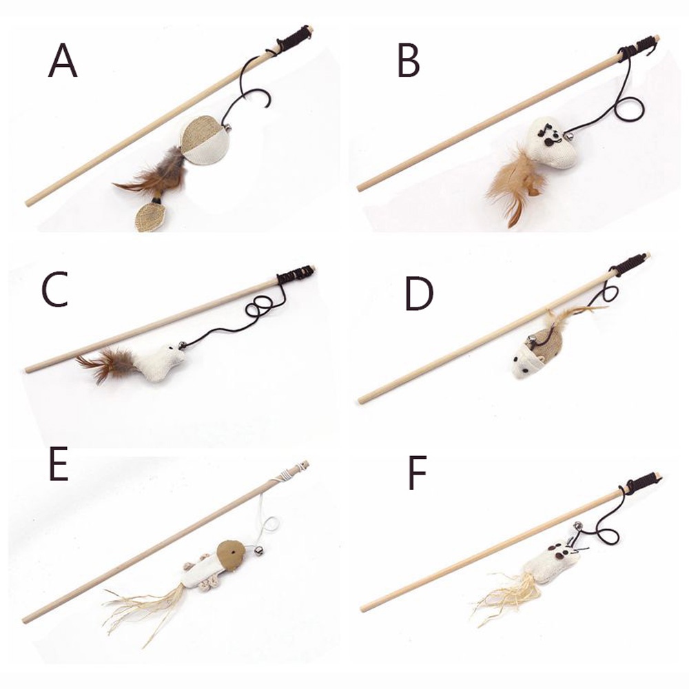 YIYU Gậy đồ chơi gắn lông vũ và chuông nhỏ nhắn đáng yêu ngộ nghĩnh dành cho mèo cưng