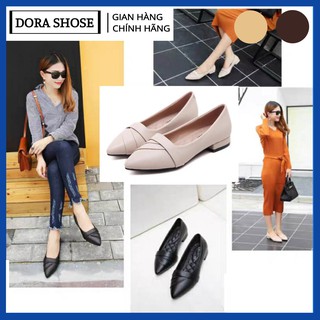 Giày búp bê nữ đế bằng da lỳ cao cấp DORA BB01 - Hàng VNXK da mềm cực kì êm chân
