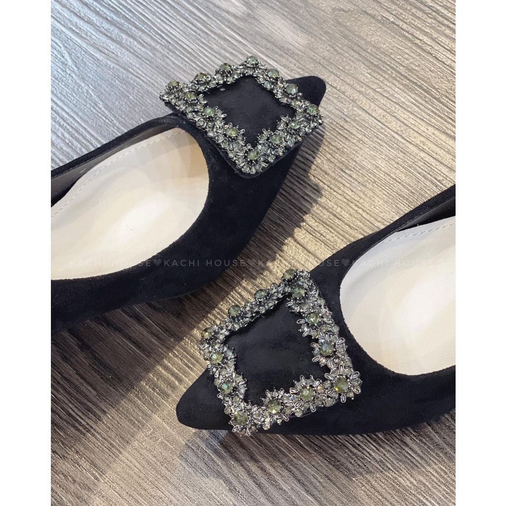 Cao gót da lộn đá vuông xanh A618-3X3 - Kachi Hoúe