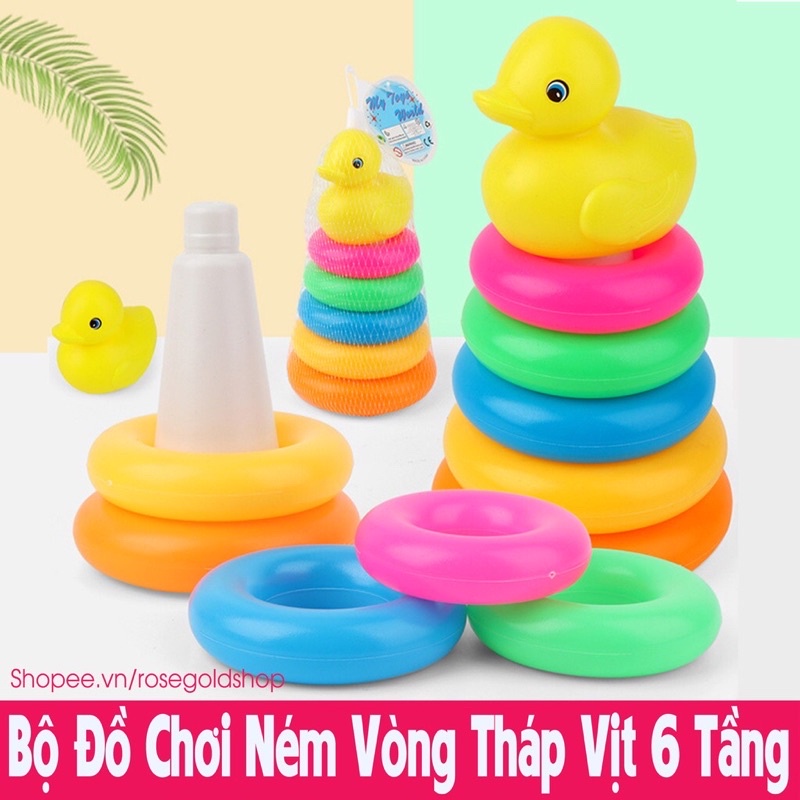 Đồ Chơi Tháp Vịt 6 Tầng 1 Vịt Giúp Bé Học Màu Sắc Tiếng Anh