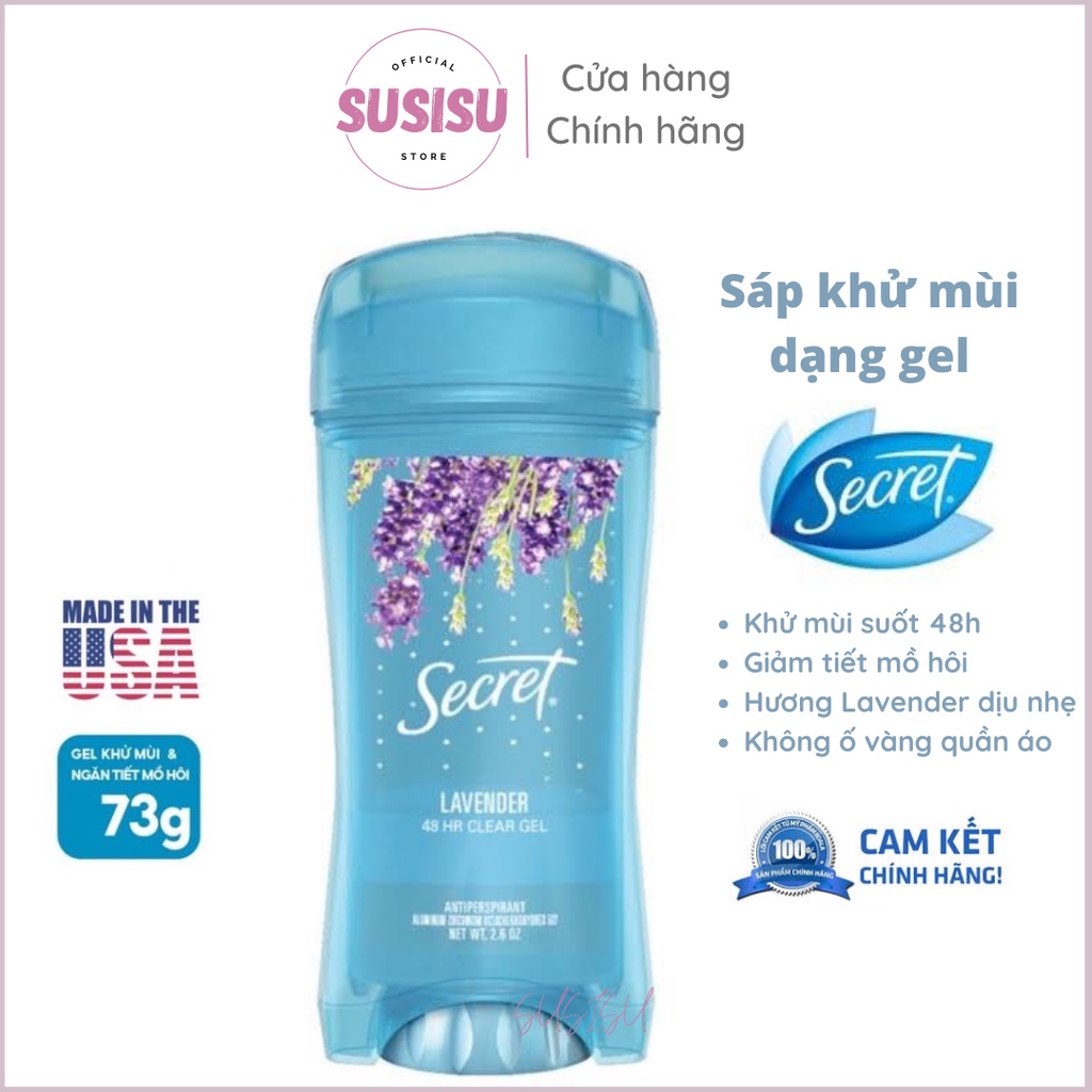 Lăn nách nữ Secret Clear Gel Deodorant 73g hương Lavender / Lăn nách dạng gel khửi mùi