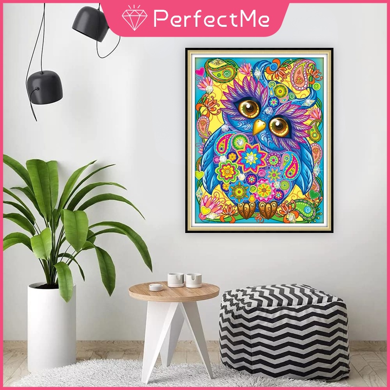 Bộ Tranh Đính Đá 5D Tự Làm Hình Chim Cú 40X50CM