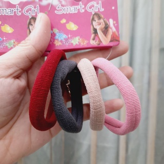 Vỉ 4 thun cột tóc mềm mịn màu nhu (bản 1cm,thun rộng 5cm)