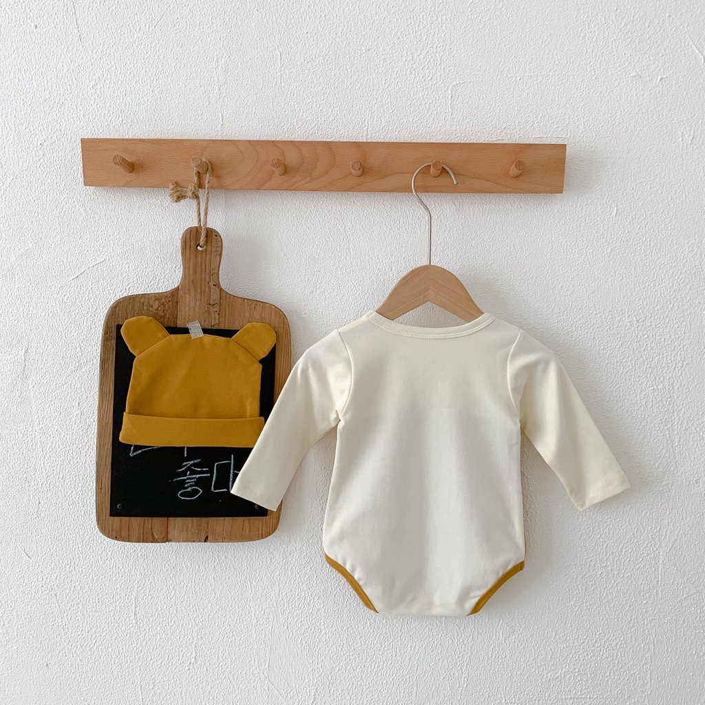 Set Áo Liền Quần + Nón Hình Hổ Bằng Vải Cotton Tay Dài Dễ Thương Cho Bé