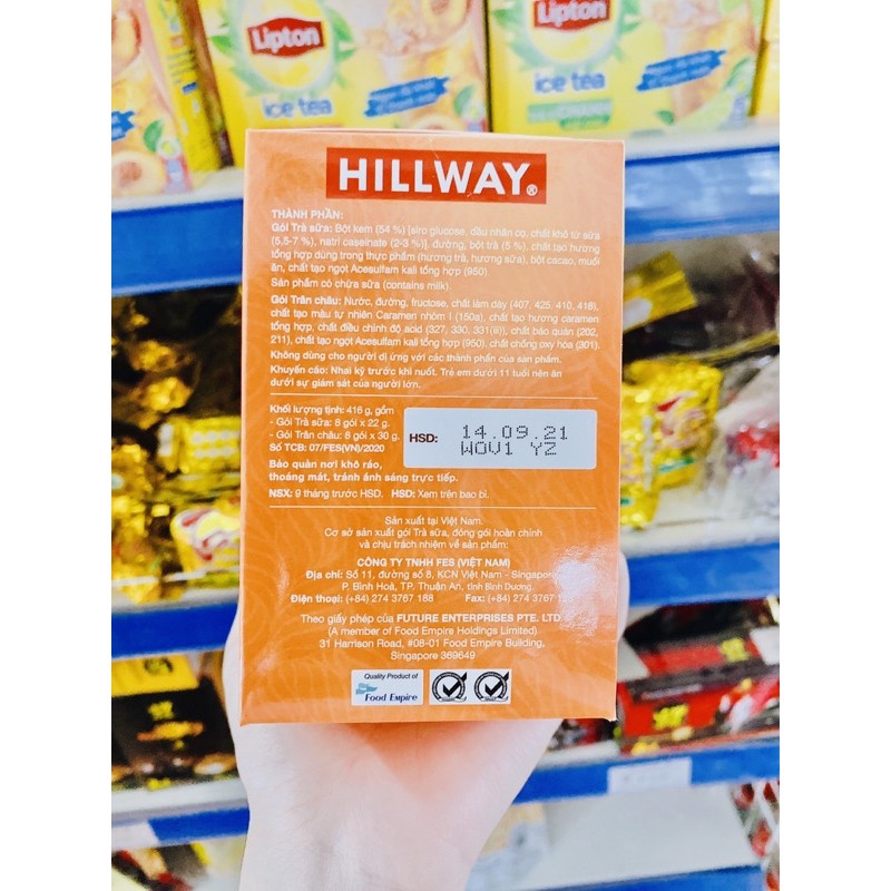 TRÀ SỮA TRÂN CHÂU HOÀNG GIA HILLWAY HỘP 260G CÁC VỊ