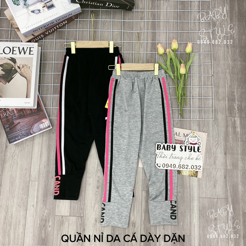 Quần thể thao Nỉ da cá 2 line &quot;CAND&quot; 14-45kg cho bé gái 4-15 tuổi. Form chuẩn, Chất dày dặn. G36