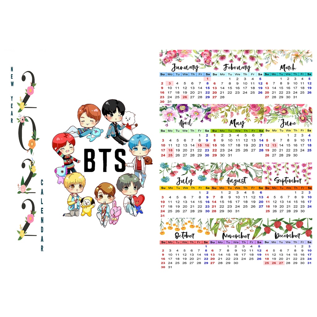 Lịch tường 2022 bangtan army chibi LA5 size A3