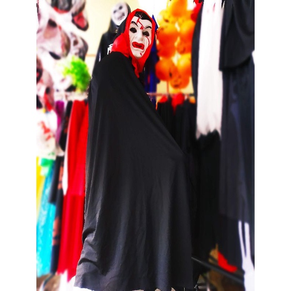 Hoá trang halloween, hoá trang ma cà rồng, áo choàng, mặt nạ