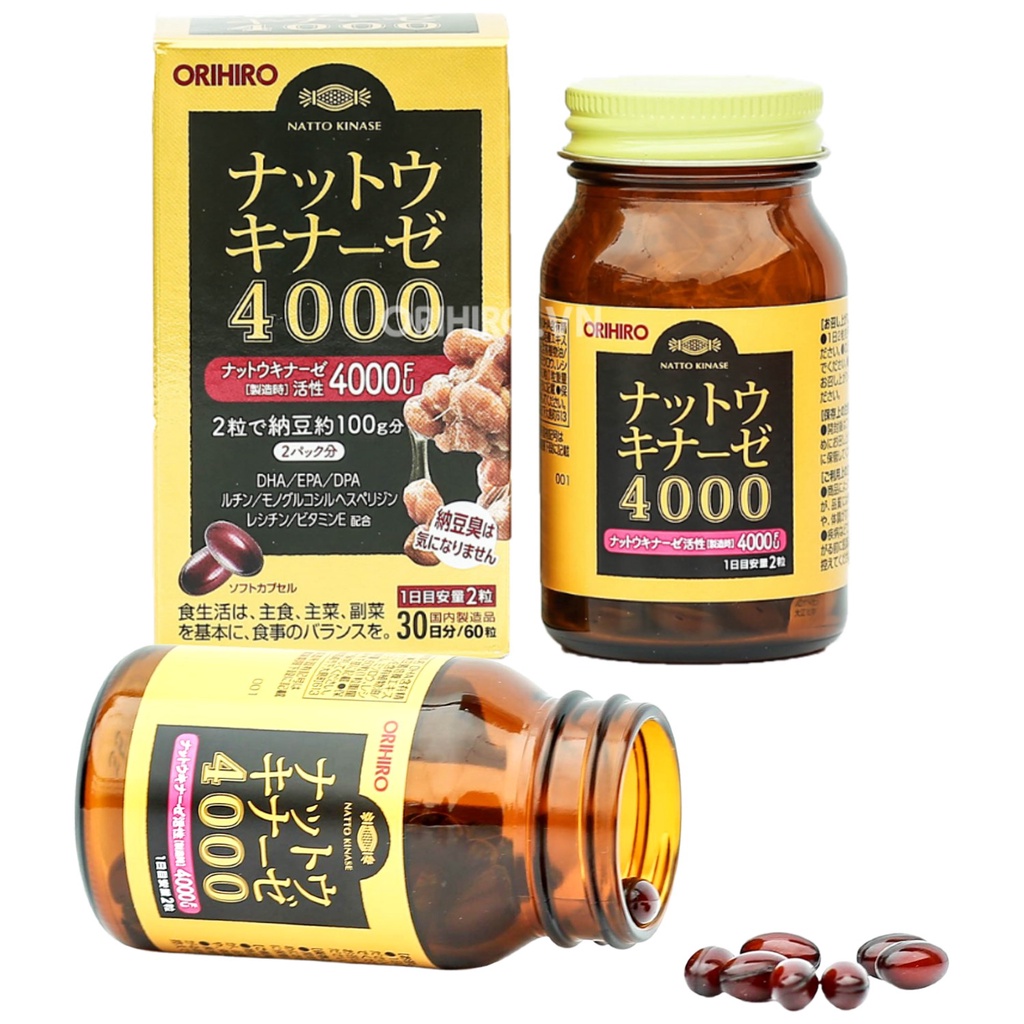Viên uống hỗ trợ chống đột quỵ tai biến 4000FU Orihiro 60 viên | Hàng nội địa Nhật | 4571157259116 | Kan shop hàng Nhật