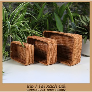 Bộ Khay Mây Tre Chữ Nhật