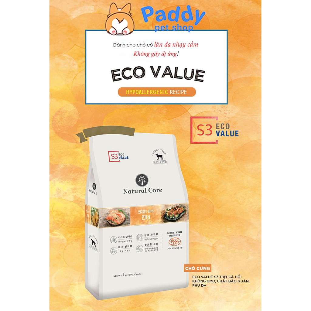 [6kg] Hạt Hữu Cơ Natural Core ECO Value Gấp Đôi Thịt Cho Chó Mọi Lứa Tuổi