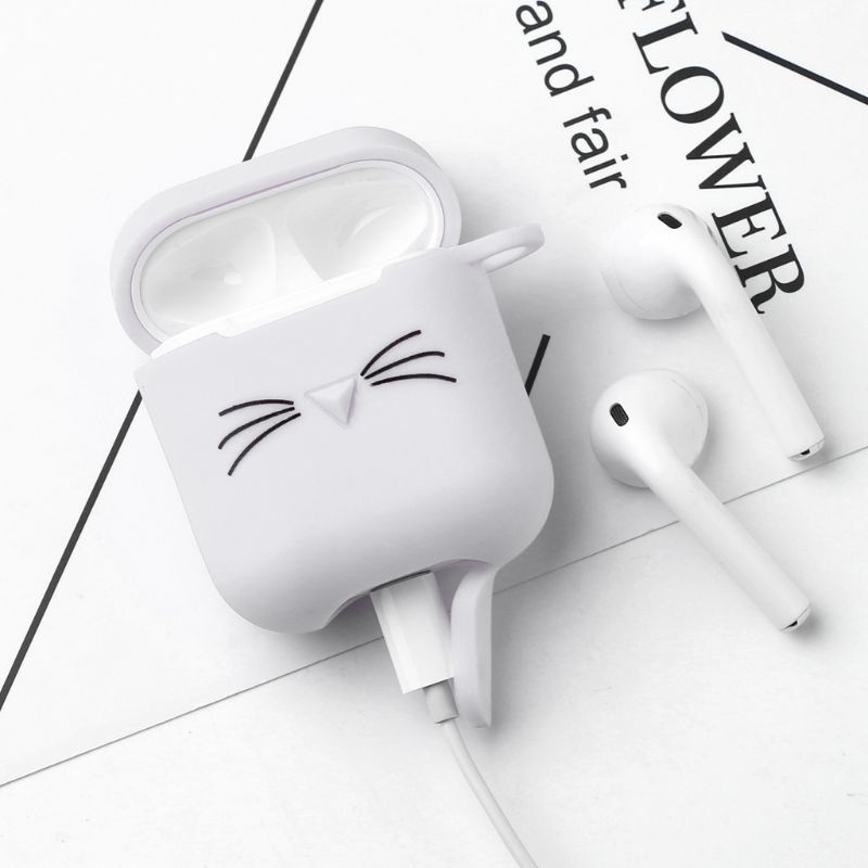 Vỏ Bảo Vệ Hộp Sạc Tai Nghe Không Dây Chống Bụi Chống Rơi Kèm Móc Cho Airpods